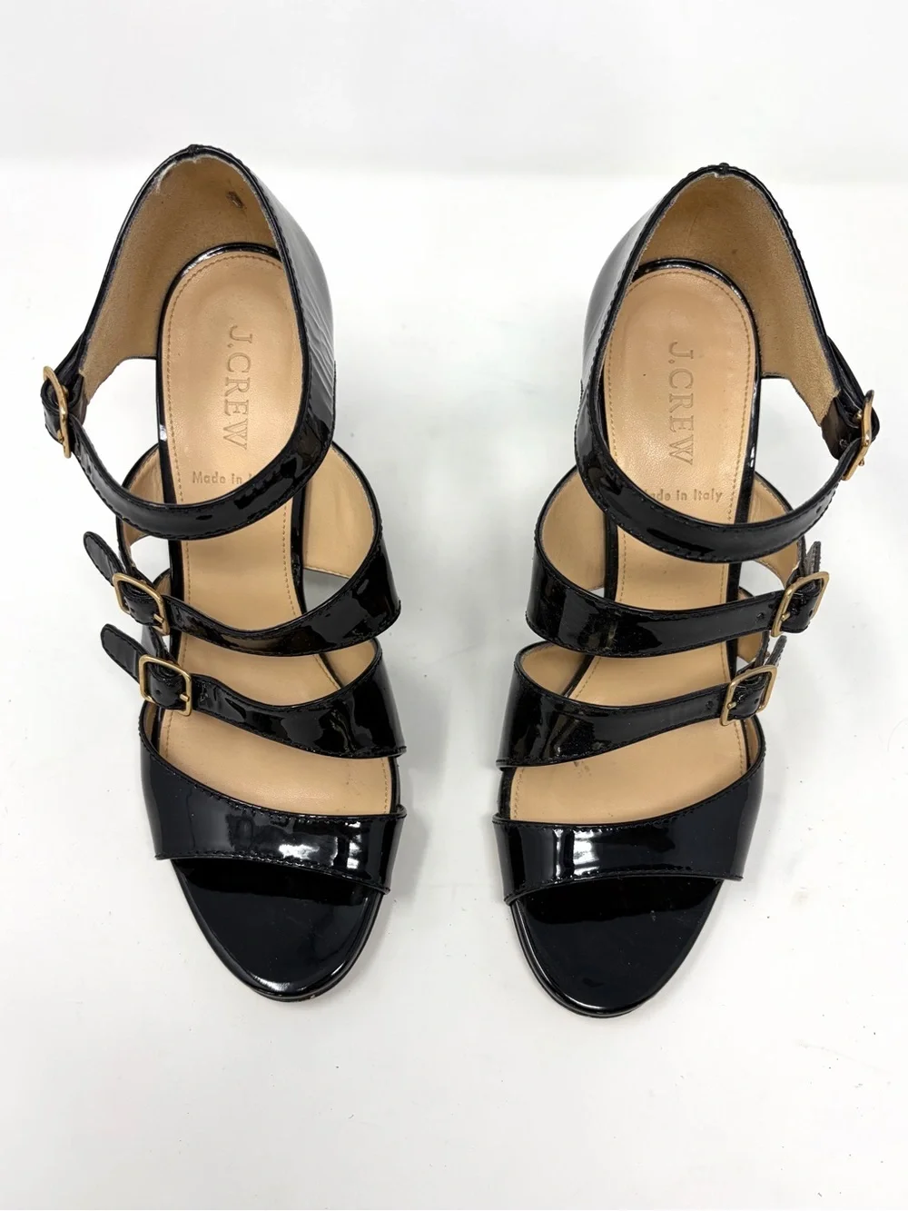 J. Crew Made In Italy Patent Leather Strappy Wedge 8